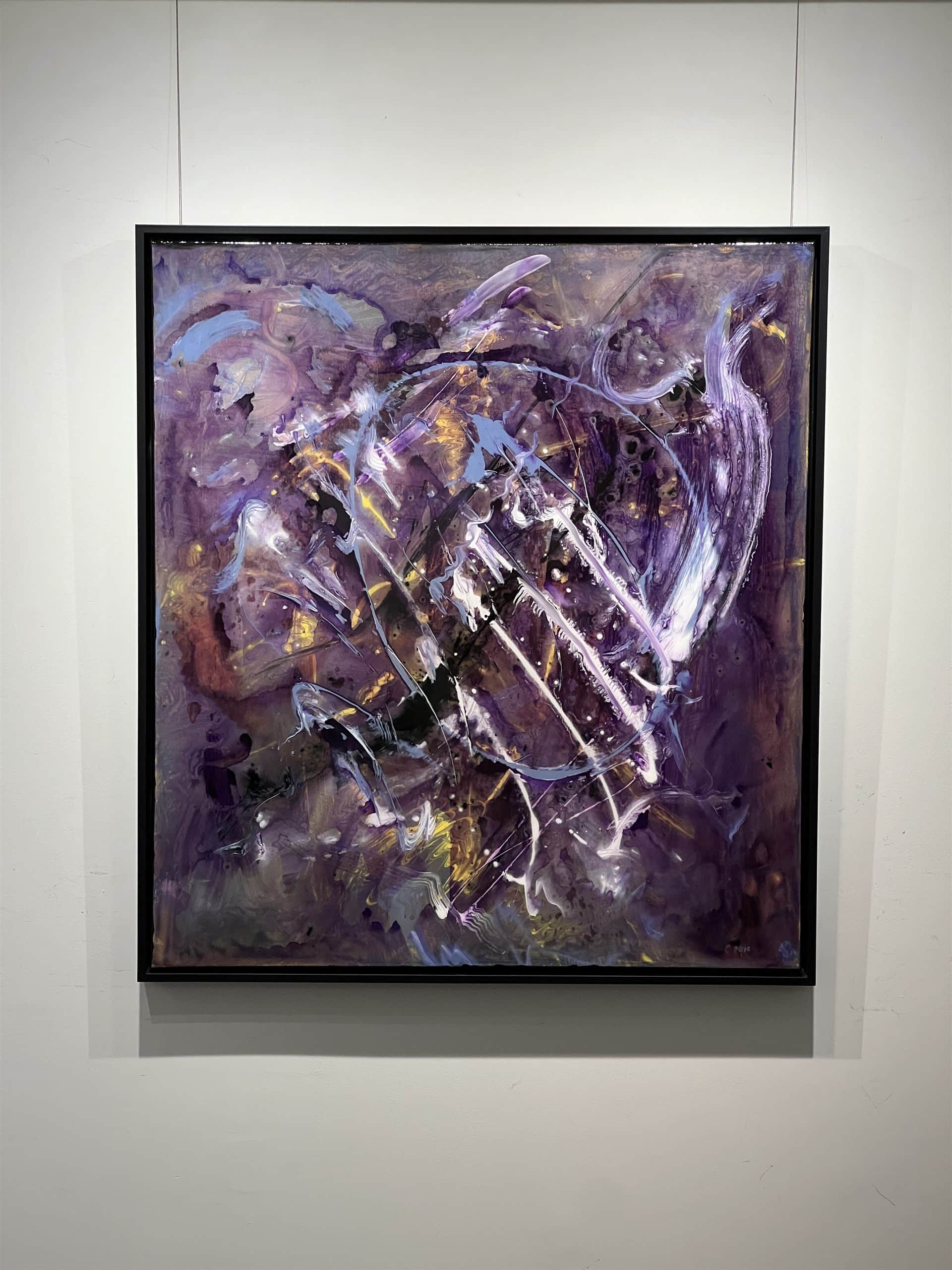 Dream Catcher by Patricia Gagic in a black float frame hanging in the gallery at Creations Art Gallery, Ancaster