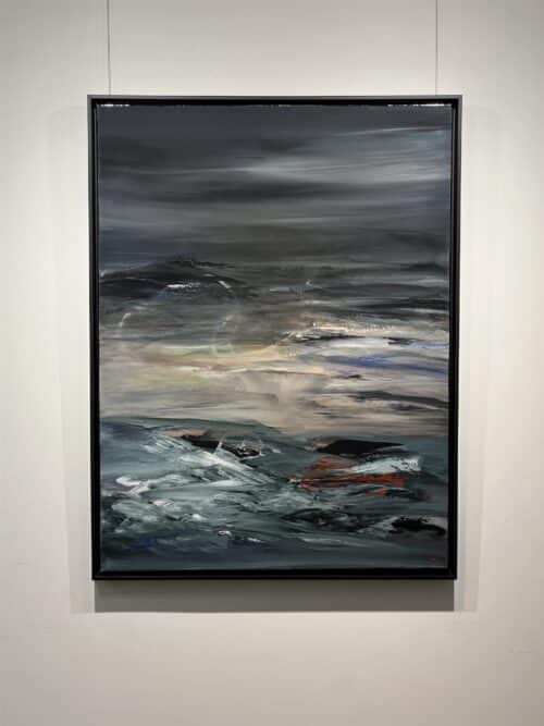 Vortex Zoned by Patricia Gagic in a black float frame hanging in the gallery at Creations Art Gallery, Ancaster